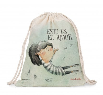 (23).BOLSA DE TELA ESTO ES EL AMOR.(MINIMONI)