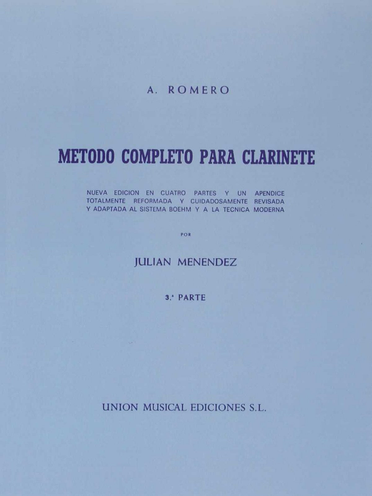 METODO COMPLETO PARA CLARINETE 3ºº PARTE JULIAN MENENDEZ