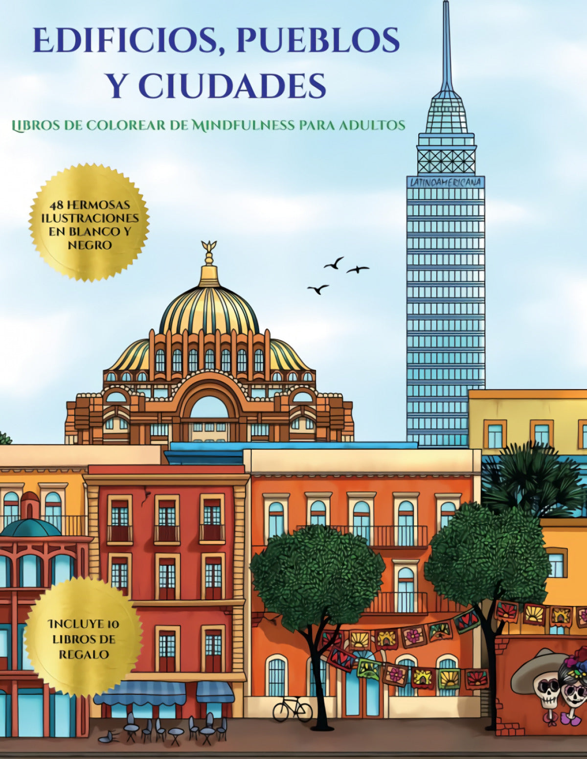 Libros de colorear de Mindfulness para adultos (Edificios, pueblos y ciudades)