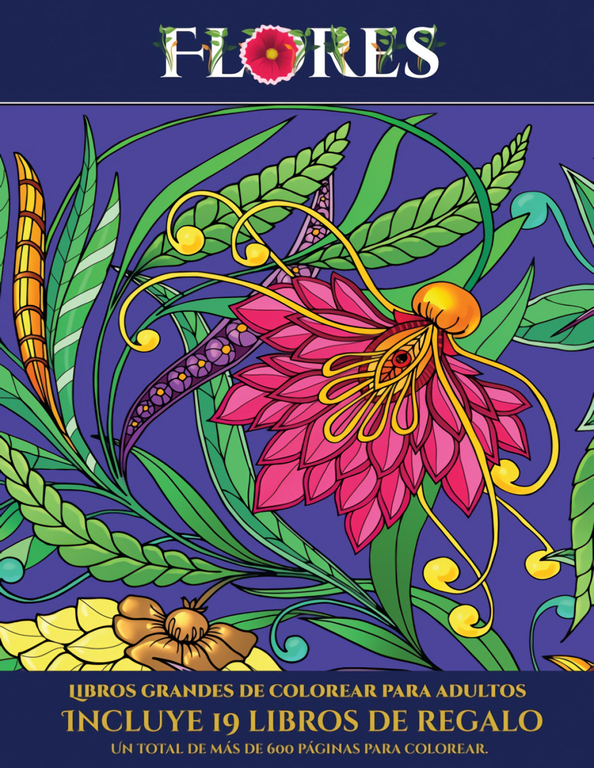 Libros grandes de colorear para adultos (Flores)